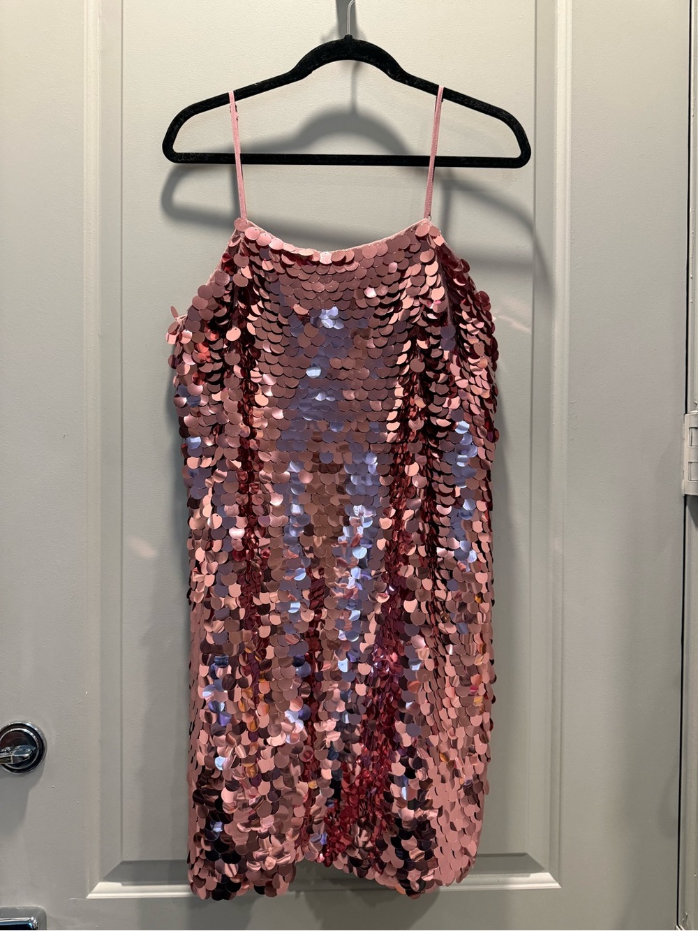 A New Day Pink Sequin Spaghetti Strap Dress XL